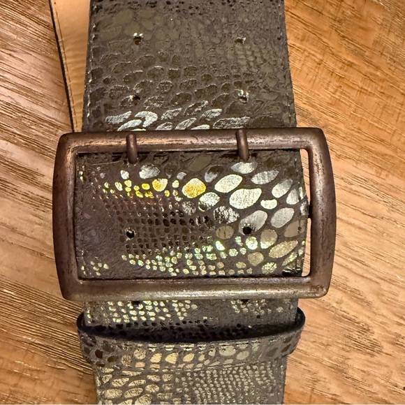 Metallic Snake Print Belt Fits up to 30 inch Width 3 inch main image 4